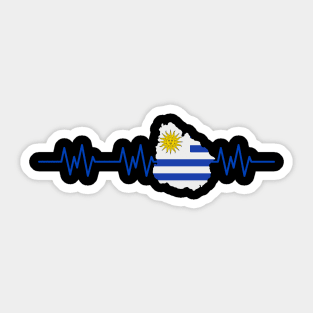 Uruguay Heartbeat Flag Pulse Sticker